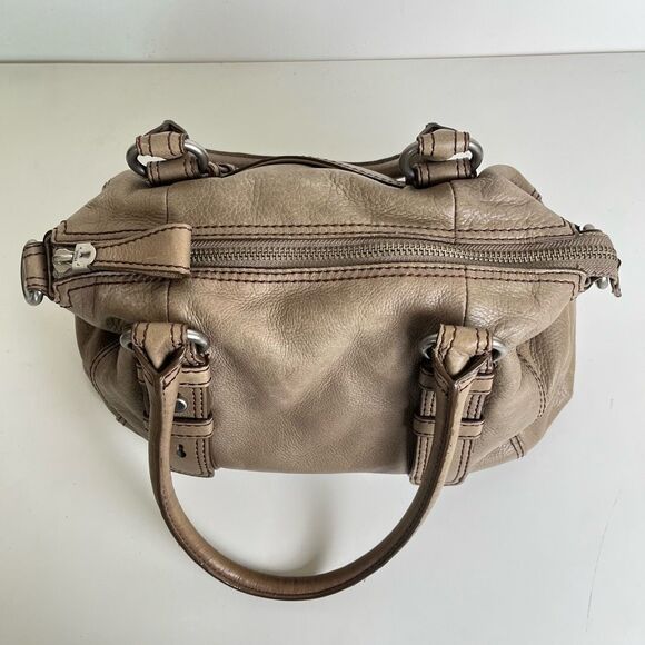 Fossil Leather Taupe Maddox Satchel Supple Slouchy Doctor Bag Silver Hardware - Picture 7 of 15